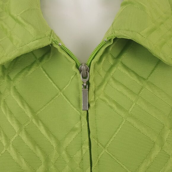 Erin London Lime Green Textured Zip Front Long Sleeve Jacket - Picture 2 of 7